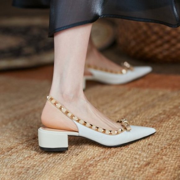 Bow thick heel toe shoes - Picture 3 of 9